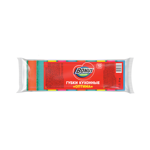 BONUS Губка кухонная Оптима 10 шт (74*47*25)